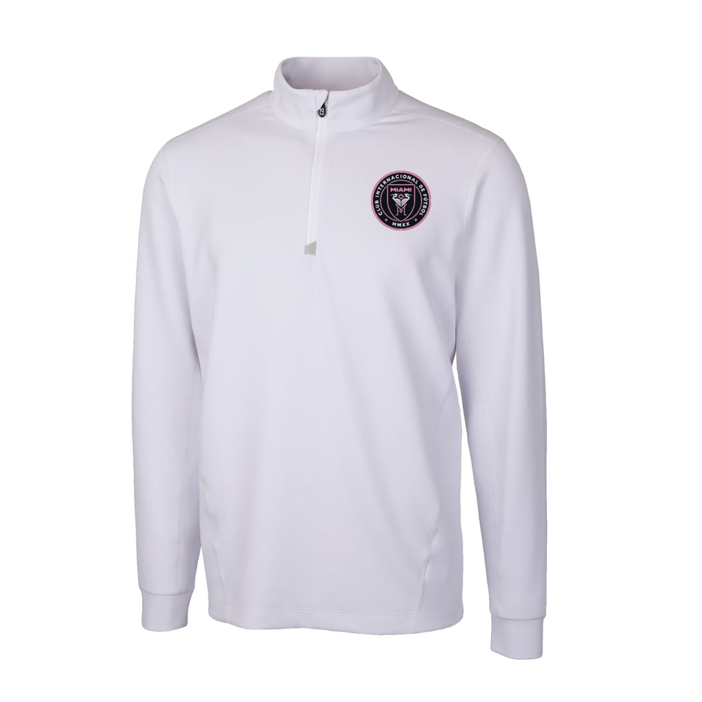  Inter Miami CF Cutter & Buck Traverse Stretch Eco Quarter-Zip Pullover Top - White